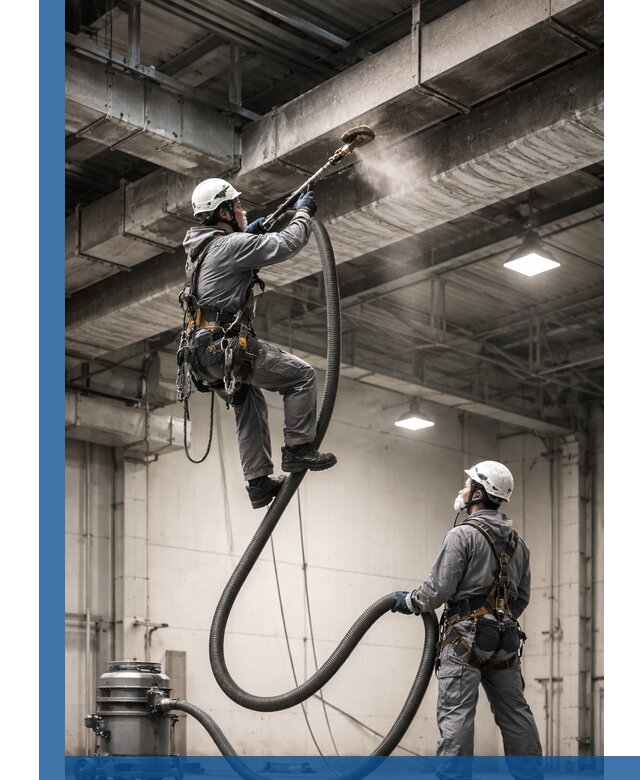 Обеспыливание потолочных конструкций в Соколе промышленным альпинизмом