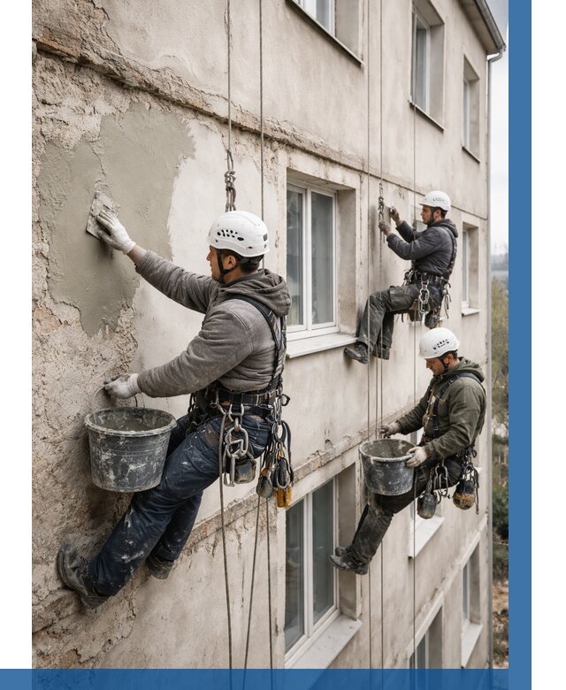 Ремонт штукатурного фасада в Соколе от 781 р. под ключ | ВЫСОТНИК-Скл