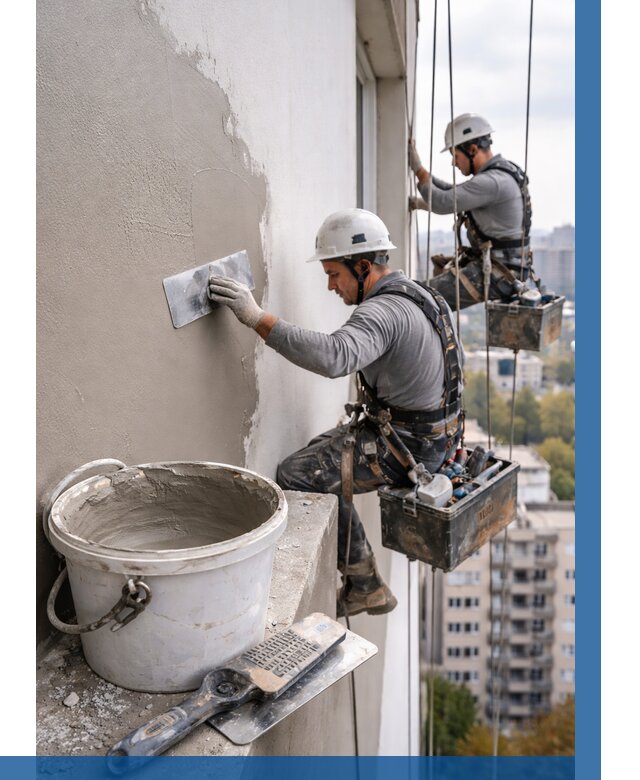 Шпаклевка фасада на высоте в Соколе от 729 р. | ВЫСОТНИК-Скл