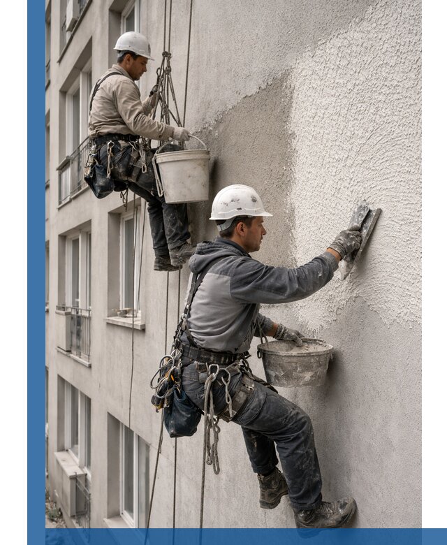 Нанесение декоративной штукатурки короед на фасад в Соколе