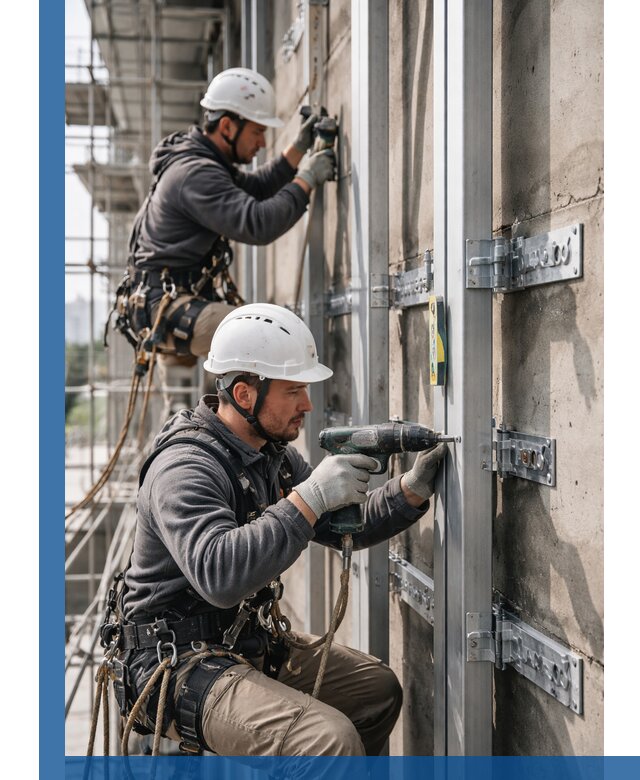 Монтаж и крепление подсистемы вентфасада в Соколе