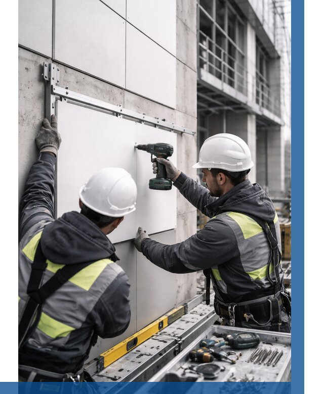 Монтаж композитных панелей фасада в Соколе от 2605 р. | ВЫСОТНИК-Скл