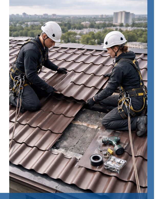 Ремонт металлочерепицы на крыше в Соколе от 938 р. | ВЫСОТНИК-Скл