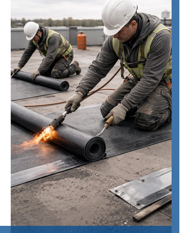 Монтаж наплавляемой кровли в Соколе от 886 р. — ВЫСОТНИК-Скл