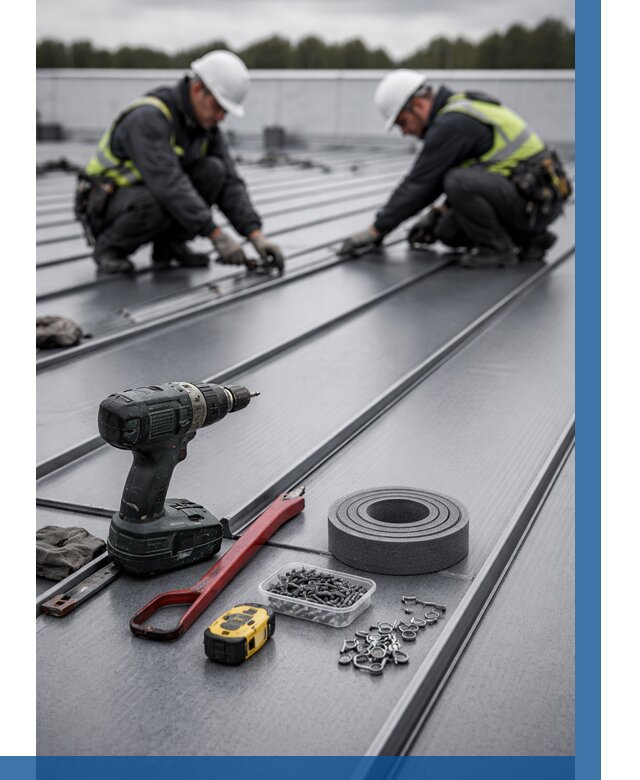 Монтаж фальцевой кровли в Соколе от 1875 р. | ВЫСОТНИК-Скл