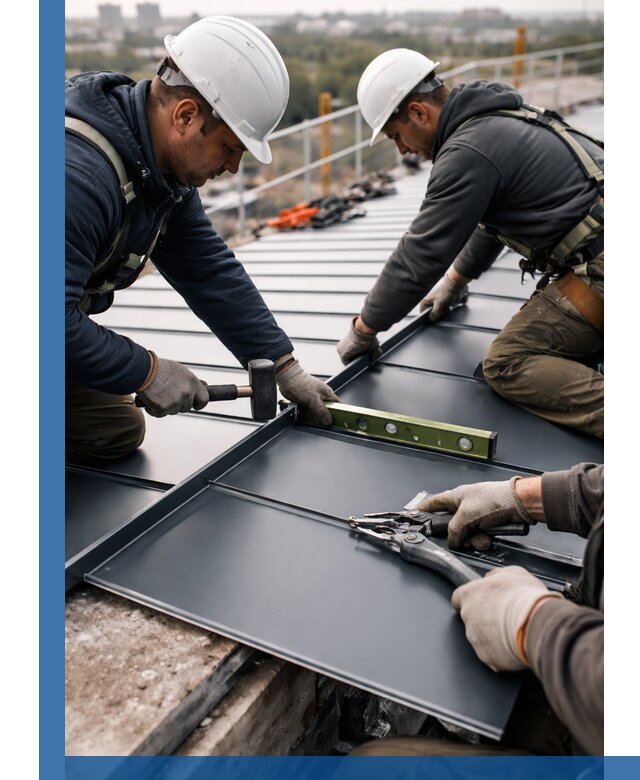 Монтаж фальцевой кровли в Соколе для промышленных зданий