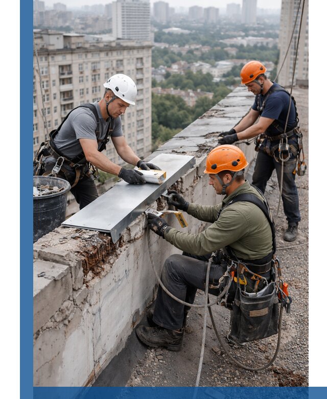 Ремонт парапета на кровле в Соколе, высотные работы с гарантией