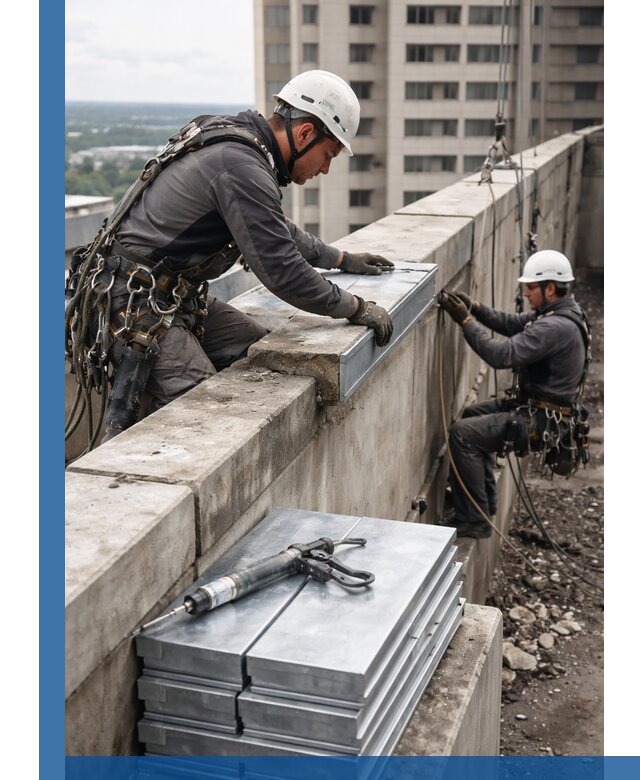 Замена парапетных крышек и установка новых в Соколе
