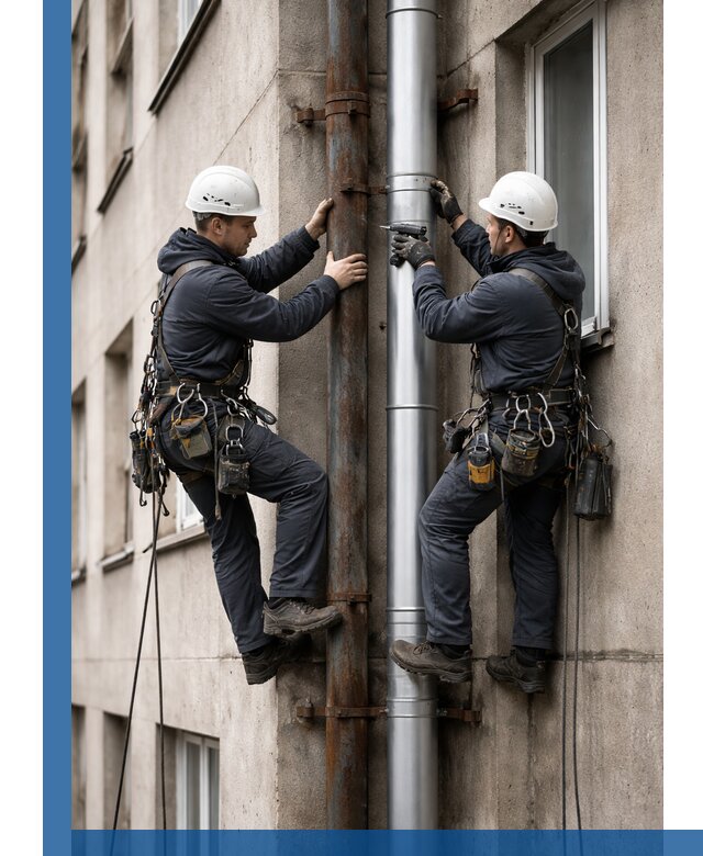 Замена водосточных труб в Соколе: монтаж и демонтаж под ключ