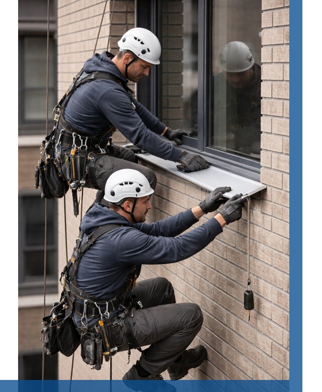 Монтаж оконных отливов под ключ в Соколе от 3647 р. | ВЫСОТНИК-Скл