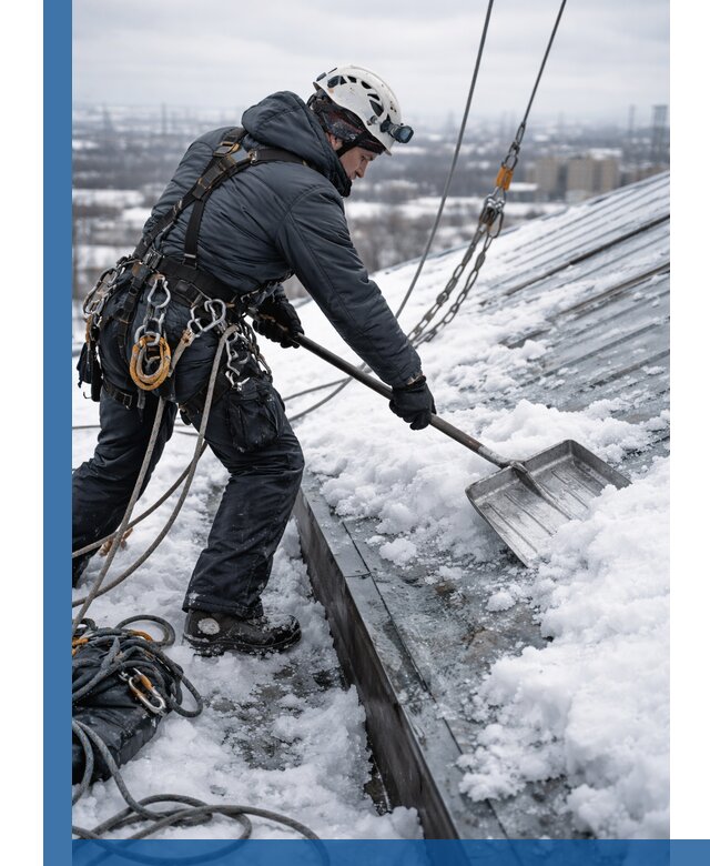 Профессиональная очистка кровли от снега и наледи в Соколе