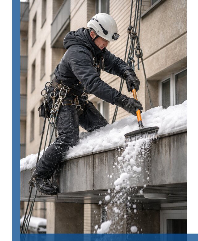 Очистка козырьков от снега в Соколе круглогодично безопасно