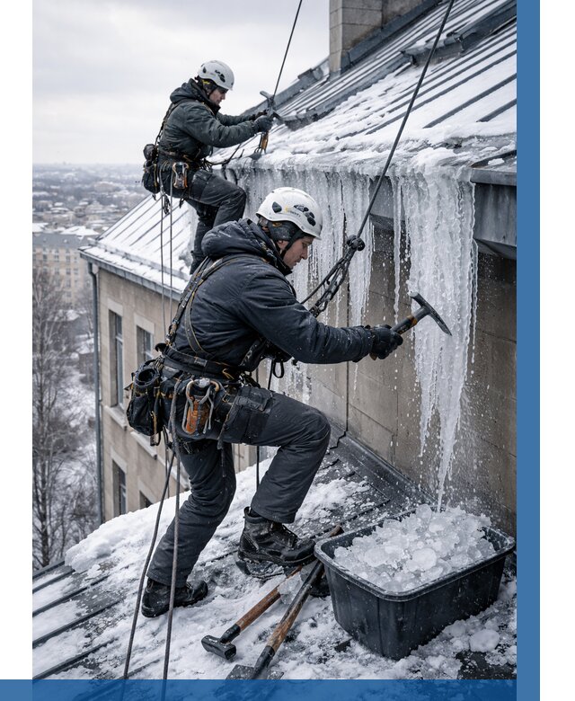 Удаление наледи с кровли в Соколе от 5730 р. | ВЫСОТНИК-Скл