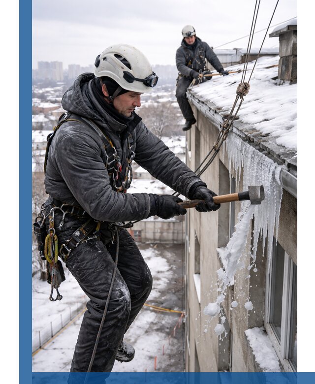 Сбивание и удаление сосулек с крыши в Соколе безопасно