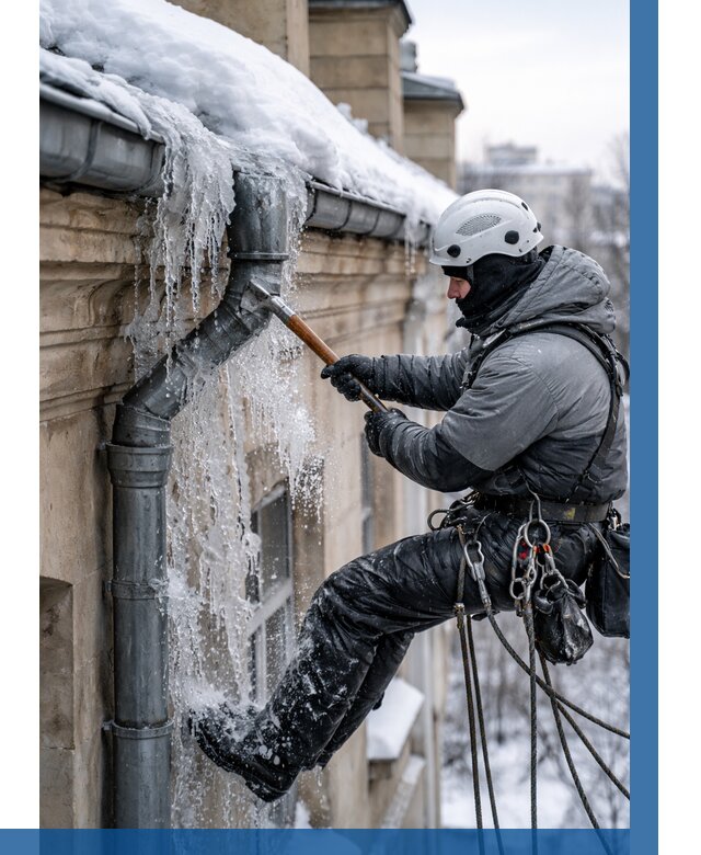 Очистка водостоков от льда в Соколе от 3647 р. | ВЫСОТНИК-Скл