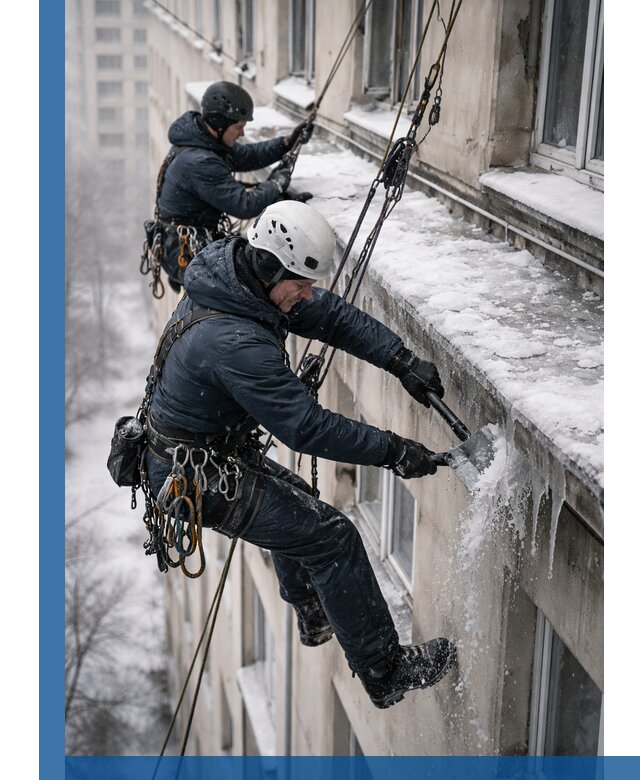 Удаление наледи и сосулек с карнизов в Соколе профессионально