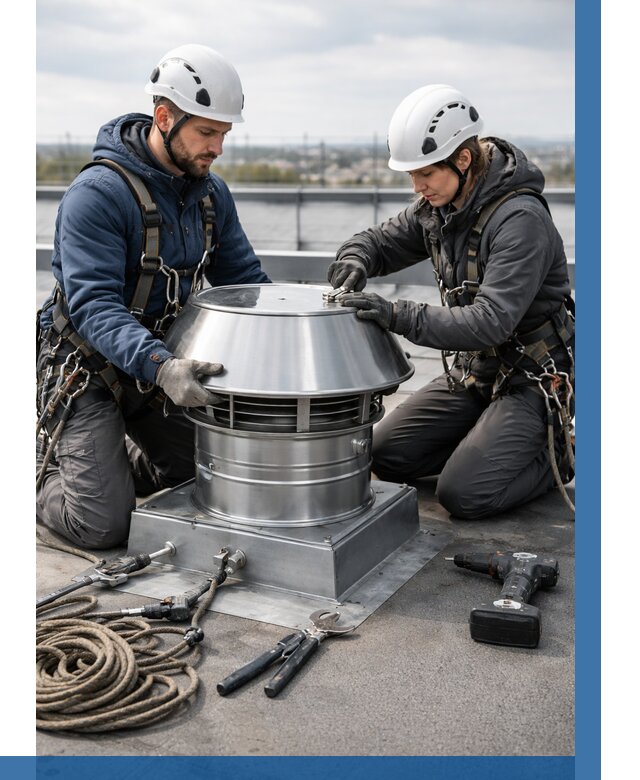 Установка дефлекторов на кровле в Соколе от 4689 р. | ВЫСОТНИК-Скл