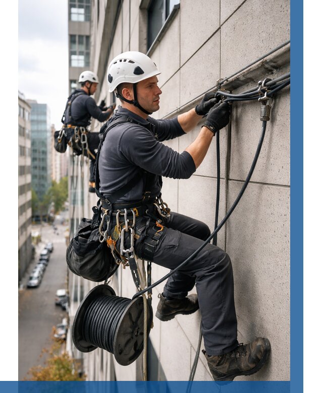 Прокладка кабеля по фасаду в Соколе от 365 р. | ВЫСОТНИК-Скл