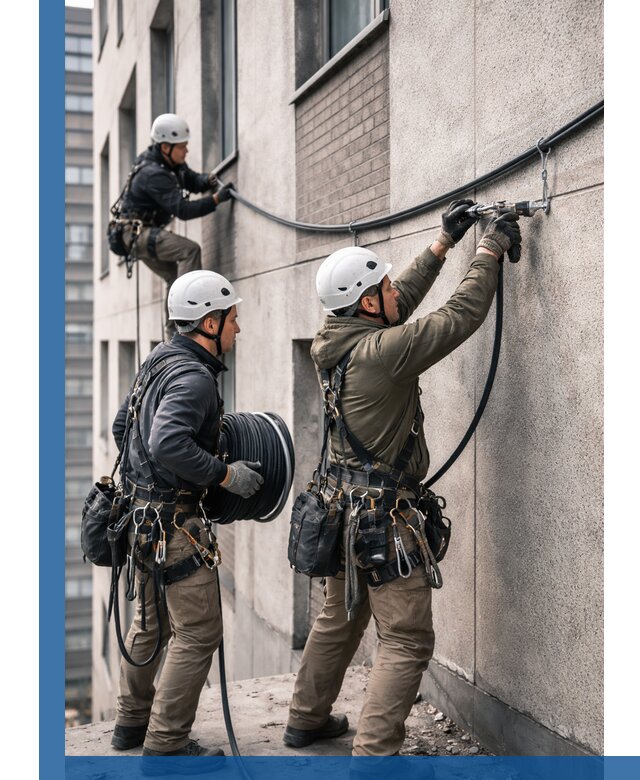 Прокладка кабеля по фасаду в Соколе, профессиональный монтаж