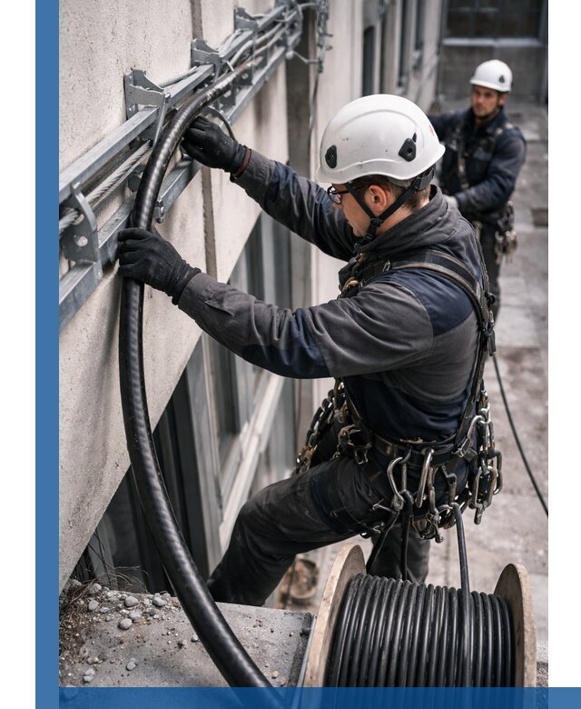 Протяжка кабеля питания на высоте в Соколе с гарантией безопасности и качества