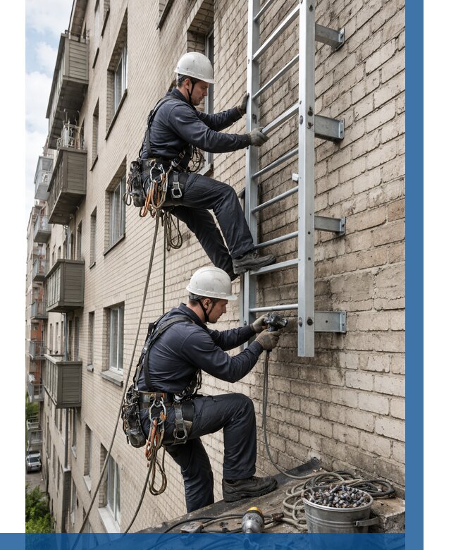 Монтаж пожарной лестницы в Соколе от 26048 р заказать у ВЫСОТНИК-Скл