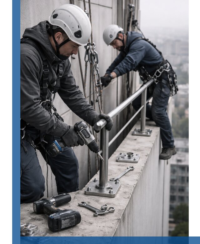 Монтаж перил на высоте в Соколе для жилых и промобъектов