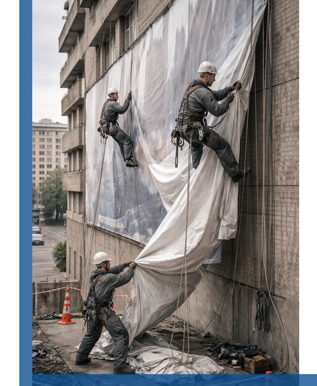 Демонтаж баннеров с фасада в Соколе оперативно и безопасно