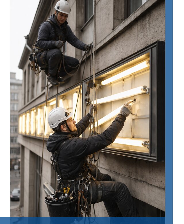 Замена ламп в вывеске в Соколе под ключ от 3647 р. | ВЫСОТНИК-Скл