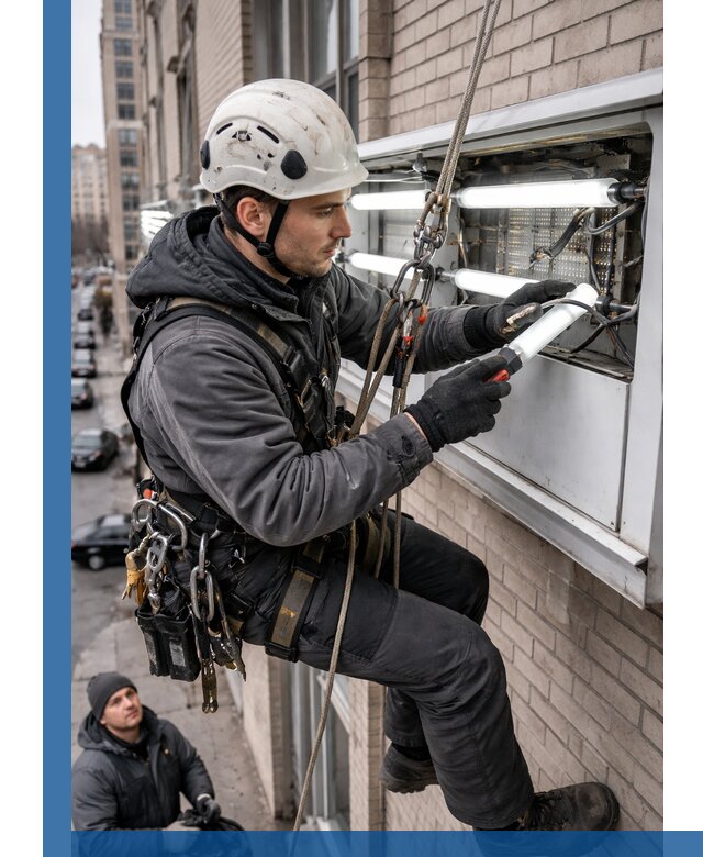 Профессиональная замена ламп в наружной вывеске в Соколе