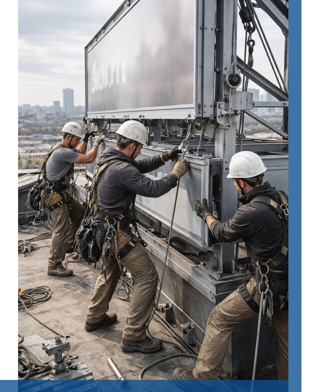 Монтаж крышной рекламной конструкции в Соколе от 62514 р.|ВЫСОТНИК-Скл