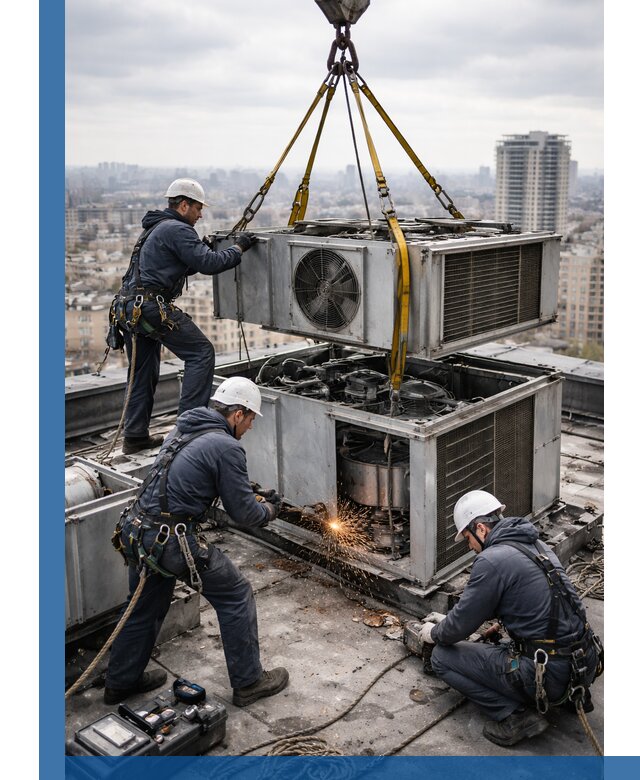 Демонтаж крышной установки в Соколе любой сложности