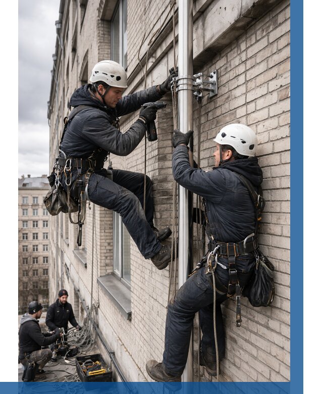 Монтаж флагштока на здании в Соколе от 6772 р. | ВЫСОТНИК-Скл