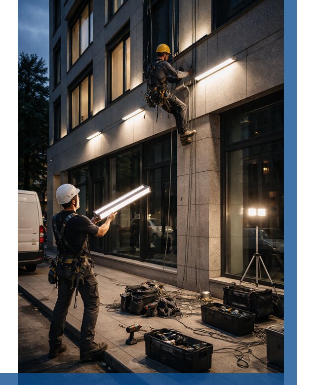 Монтаж архитектурной подсветки здания в Соколе от 2605 р.|ВЫСОТНИК-Скл