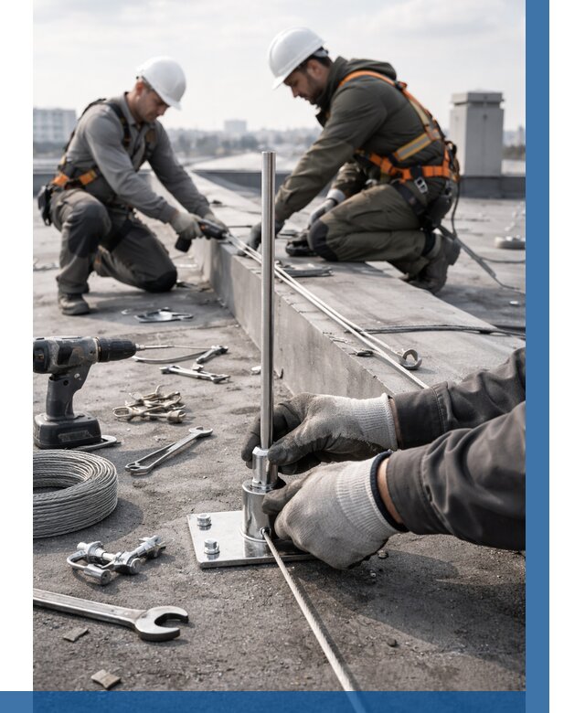 Монтаж молниезащиты на кровле в Соколе цена от 26048 р. | ВЫСОТНИК-Скл