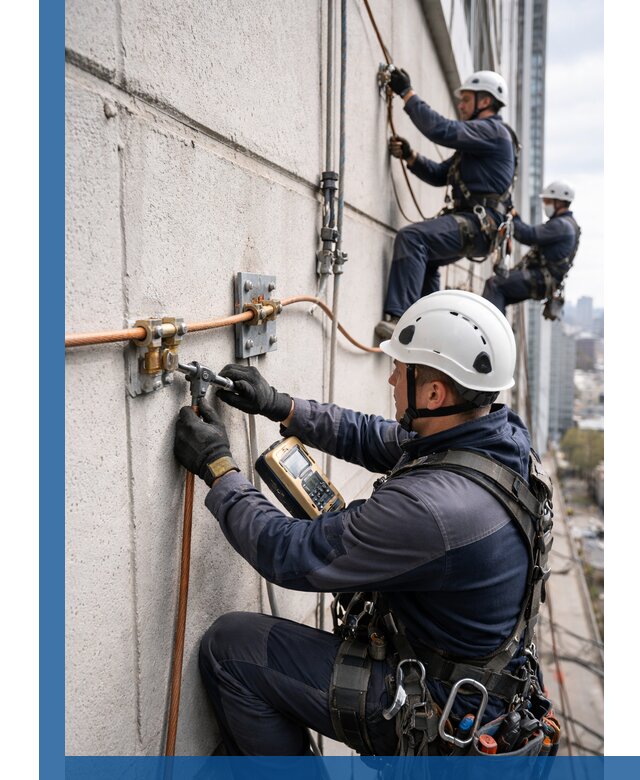 Монтаж системы заземления здания и молниезащиты в Соколе