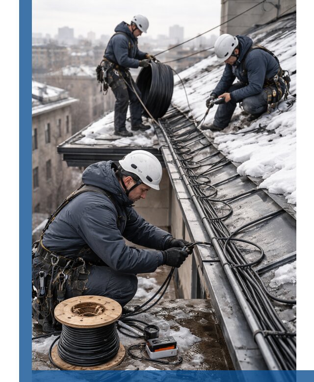 Монтаж греющего кабеля на кровле в Соколе под ключ