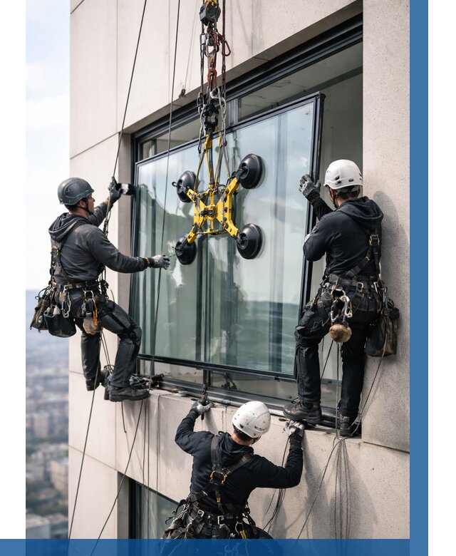 Монтаж стеклопакетов на высоте в Соколе от 3334 р. | ВЫСОТНИК-Скл