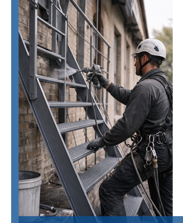 Покраска и антикоррозионная защита пожарных лестниц в Соколе