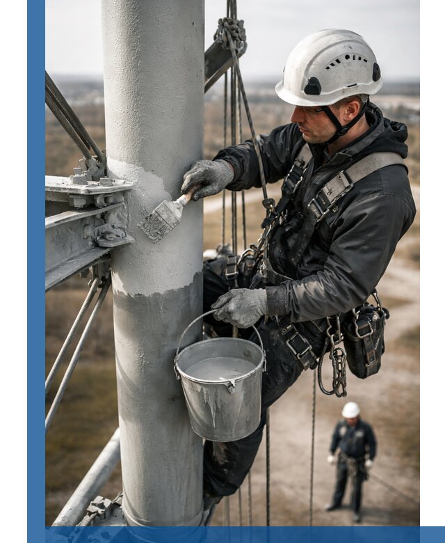 Покраска мачт связи в Соколе промышленными альпинистами