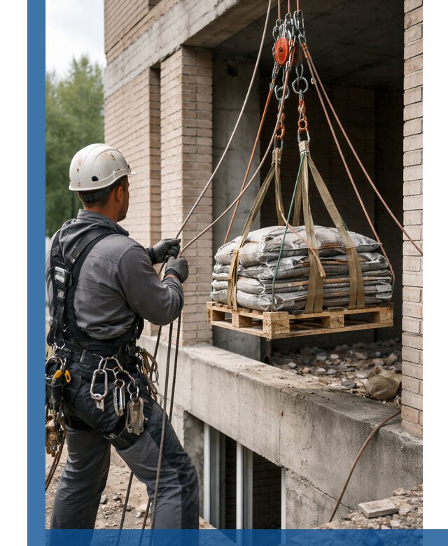 Подъем материалов на этаж веревками в Соколе оперативно