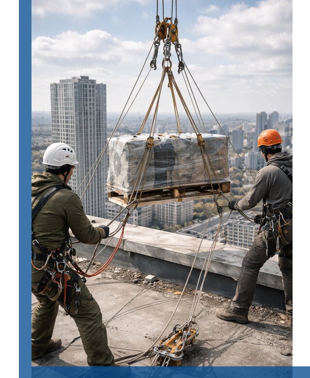 Подъем и монтаж крупногабаритных грузов на крышу в Соколе