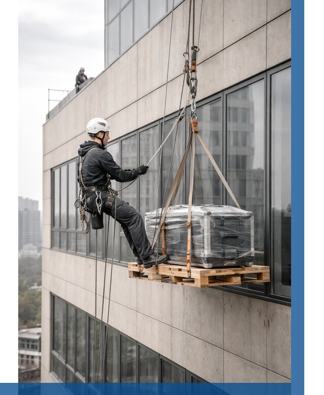 Спуск груза по фасаду в Соколе от 3647 р. | ВЫСОТНИК-Скл