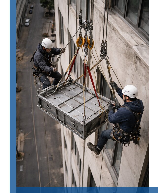 Спуск и подъем грузов по фасаду в Соколе для зданий