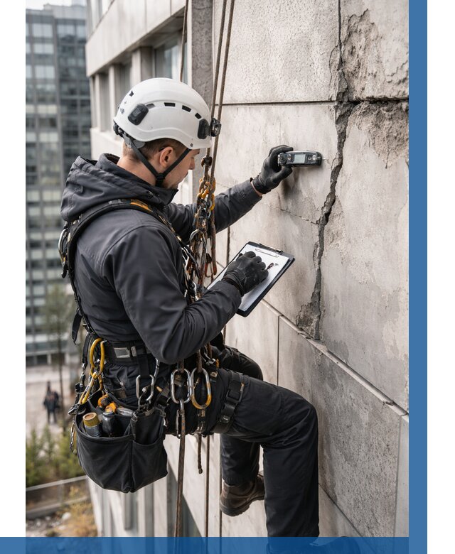 Обследование фасада альпинистами в Соколе от 125 р. | ВЫСОТНИК-Скл