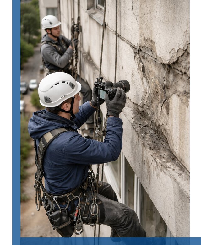 Фотофиксация дефектов фасада с высотной съемкой в Соколе